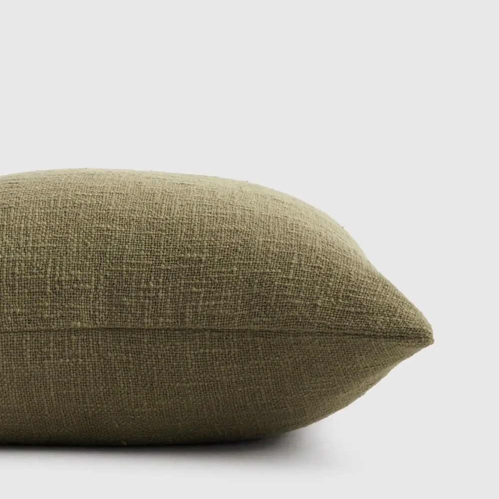 Quince Cotton Slub Pillow Covers Set of 2 20x20 Olive Textured NWOT - Picture 4 of 8